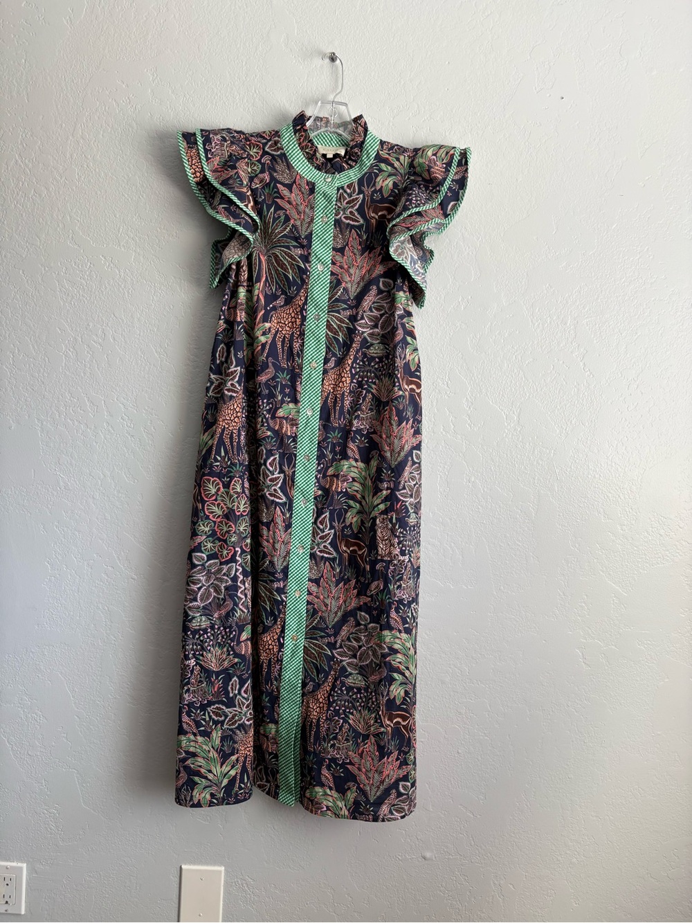 ❤️NEW entro Floral Ruffle Maxi Dress with Green Trim
